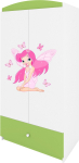 Laste riidekapp Kocot Kids Babydreams Fairy With Butterflies, valge v./roheline v., 90 cm x 52 cm x 175.5 cm