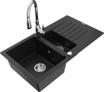 K&ouml;&ouml;givalamu koos kraaniga Mexen Matias Savita, graniit, 90 cm x 50.5 cm x 20 cm, h&otilde;be/must
