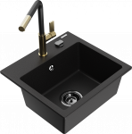 K&ouml;&ouml;givalamu koos kraaniga Mexen Milo Flora, graniit, 43.5 cm x 41 cm x 17.1 cm, must/kollane