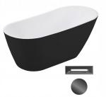 Vann, teisaldatav Besco Melody Black&White, 150 cm x 80 cm x 72 cm, ovaalne, valge/must