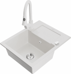 K&ouml;&ouml;givalamu koos kraaniga Mexen Enzo, vaik/graniit, 57.6 cm x 46.5 cm x 17.4 cm, valge