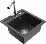 K&ouml;&ouml;givalamu koos kraaniga Mexen Vito, graniit, 49 cm x 52 cm x 21 cm, must/kroom