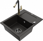 K&ouml;&ouml;givalamu koos kraaniga Mexen Enzo, graniit, 57.6 cm x 46.5 cm x 17.4 cm, metallic black/gold+black/gold