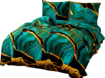 Voodipesukomplekt PEK-099, kuld v./must v./t&uuml;rkiissinine v., 70 x 80 cm, 140 x 200 cm
