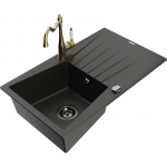 K&ouml;&ouml;givalamu koos kraaniga Mexen Cesar, graniit, 77.5 cm x 47 cm x 19 cm, metallic black/gold+gold