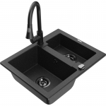 K&ouml;&ouml;givalamu koos kraaniga Mexen Carlos, graniit, 58.2 cm x 47.5 cm x 17.7 cm, metallic black/silver+black