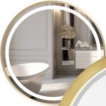 Peegel Rea MMJ, valgustusega, rippuv, 70 cm x 70 cm, kuldne v.