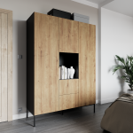 Riidekapp Lanzzi SF-LAN-A-SZA135, pruun v./must v., 60 cm x 135 cm x 200 cm