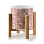 Lillepott Mondex Ava HTYE6814, keraamiline/puit, &Oslash; 12.5 cm, pruun v./valge v./roosa v.