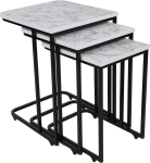 Kohvilaudade komplekt Kalune Design Ce Metal Zigon 9404, valge v./must v., 46 cm x 41 cm x 59 cm, 3 tk