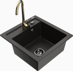 K&ouml;&ouml;givalamu koos kraaniga Mexen Vito, graniit, 49 cm x 52 cm x 21 cm, kuldne/must