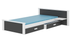 Lastevoodi ADRK Aldex Shelf, valge v./hall v./grafiit v., 80 x 160 cm, voodipesu kastiga, madratsiga