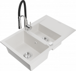 K&ouml;&ouml;givalamu koos kraaniga Mexen Gaspar White+Black/Chrome, graniit, 73 cm x 47 cm x 17.7 cm, white+black/chrome