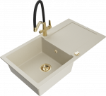 K&ouml;&ouml;givalamu koos kraaniga Mexen Leo, graniit, 90 cm x 50 cm x 19 cm, kuldne/must/pruunikas