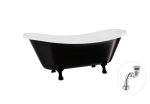 Vann, teisaldatav Besco Amelia B&W, 190 cm x 77 cm x 69 cm, ovaalne, valge/must