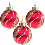 J&otilde;ulupuu m&auml;nguasjade komplekt, kuldne/punane, 8 cm, nbr vahtplast, 3 tk