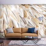 Fototapeet Artgeist Close-Up Of Bird'S Wings - Uniform Close-Up On Beige Bird Feathers, 280 cm x 400 cm