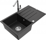 K&ouml;&ouml;givalamu koos kraaniga Mexen Bruno, graniit, 79 cm x 49 cm x 20 cm, h&otilde;be/must/kroom