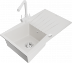 K&ouml;&ouml;givalamu koos kraaniga Mexen Cesar Duero, graniit, 77.5 cm x 47 cm x 20 cm, valge/kroom