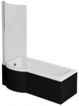 Vann seinaga, sisseehitatav Besco Inspiro, 160 cm x 70 cm, vasakpoolne, valge/must