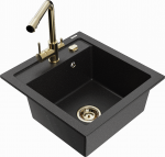 K&ouml;&ouml;givalamu koos kraaniga Mexen Vito Metallic black/silver+Gold, graniit, 49 cm x 52 cm x 21 cm, metallic black/silver+gold