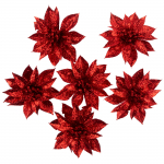 J&otilde;ulupuu m&auml;nguasjade komplekt Flowers Poinsettia, punane, tekstiil, 6 tk