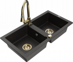 K&ouml;&ouml;givalamu koos kraaniga Mexen Mario, graniit, 82 cm x 43.6 cm x 16.1 cm, metallic black/gold+gold