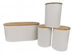 Leivakast ja hoiukarpide komplekt Bamboo, valge/pruunikas