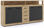 Kummut Luna XXL, tamm v./must v., 95.9 cm x 190 cm x 31.9 cm