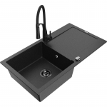 K&ouml;&ouml;givalamu koos kraaniga Mexen Leo, graniit, 90 cm x 50 cm x 19 cm, metallic black/silver+black