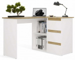 Nurga kirjutuslaud Nicea Right, 48.5 cm x 120 cm, 75 cm, valge v./artisan oak