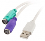 Adapter Lanberg USB male, PS/2 x 2, valge v.