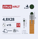 Isekeermestavad kruvid Haushalt, 4.8 mm x 28 mm, 15 tk