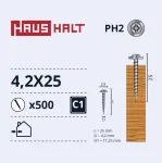 Isekeermestavad kruvid Haushalt DIN 14566, 4.2 mm x 25 mm, 500 tk