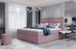 Voodi kahekohaline kontinentaalne Vivre Mat Velvet 63, 160 x 200 cm, roosa v., madratsiga