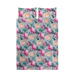 Voodipesukomplekt Okko FLOWER1, roosa v./hall v., 50 x 70 cm, 200 x 220 cm, 3 os.