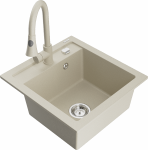 K&ouml;&ouml;givalamu koos kraaniga Mexen Vito, graniit, 52 cm x 49 cm x 21 cm, kroom/pruunikas