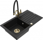 K&ouml;&ouml;givalamu koos kraaniga Mexen Pablo Duo, graniit, 75.2 cm x 43.6 cm x 16.1 cm, kuldne/must