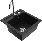 K&ouml;&ouml;givalamu koos kraaniga Mexen Vito, graniit, 49 cm x 52 cm x 21 cm, must/kroom