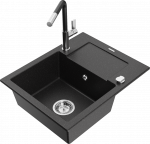 K&ouml;&ouml;givalamu koos kraaniga Mexen Enzo, vaik/graniit, 57.6 cm x 46.5 cm x 17.4 cm, h&otilde;be/must