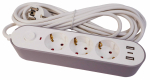 Pikendusjuhe Besk, 1.0 mm&sup2;, 5 m, 3 pesa, 2USB