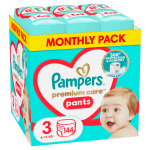 P&uuml;ksm&auml;hkmed Pampers Premium Care Pants, 3 suurus, 6 - 11 kg, 144 tk