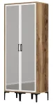 Riidekapp Kalune Design Kumsal RR, valge v./p&auml;hklipuu v., 47.5 cm x 80 cm x 201.4 cm, peegliga
