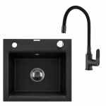 K&ouml;&ouml;givalamu koos kraaniga Invena Tesalia + Joga Plus, messing/graniit, 48 cm x 44 cm x 16 cm, must/kroom