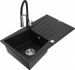 K&ouml;&ouml;givalamu koos kraaniga Mexen Cesar Black+Black/Chrome, graniit, 77 cm x 47 cm x 20 cm, must/kroom