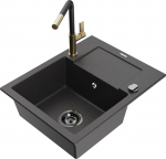 K&ouml;&ouml;givalamu koos kraaniga Mexen Enzo, vaik/graniit, 57.6 cm x 46.5 cm x 17.4 cm, valge/must