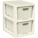 Kaanega hoiukarp, esemete hoidmiseks Branq Rattan, 14 l, hele pruun - ecru, 29.5 x 24 x 33 cm