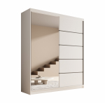 Riidekapp ADRK Nico, valge v., 180 cm x 58 cm x 215 cm, peegliga