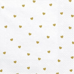 Pabersalvr&auml;tikud Party Deco Hearts, 33 cm x 33 cm, kuldne v./valge v., 20 tk