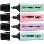 Tekstimarker Stabilo, roheline/roosa/violetne, 4 tk